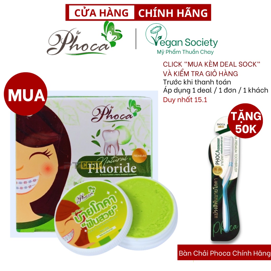 Kem đánh răng thảo dược BY PHOCA Thái Lan 25g giúp răng trắng sáng, hơi thở thơm