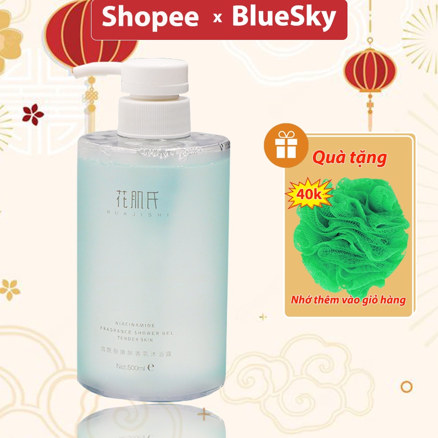 Sữa Tắm Hương Nước Hoa Dưỡng Trắng Da NIACINAMIDE Flowery 500ml Cho Da Trắng Sáng Tự Nhiên