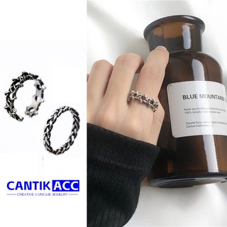 Nhẫn Kim Loại Hình Ngôi Sao Cạnh Phong Cách Retro