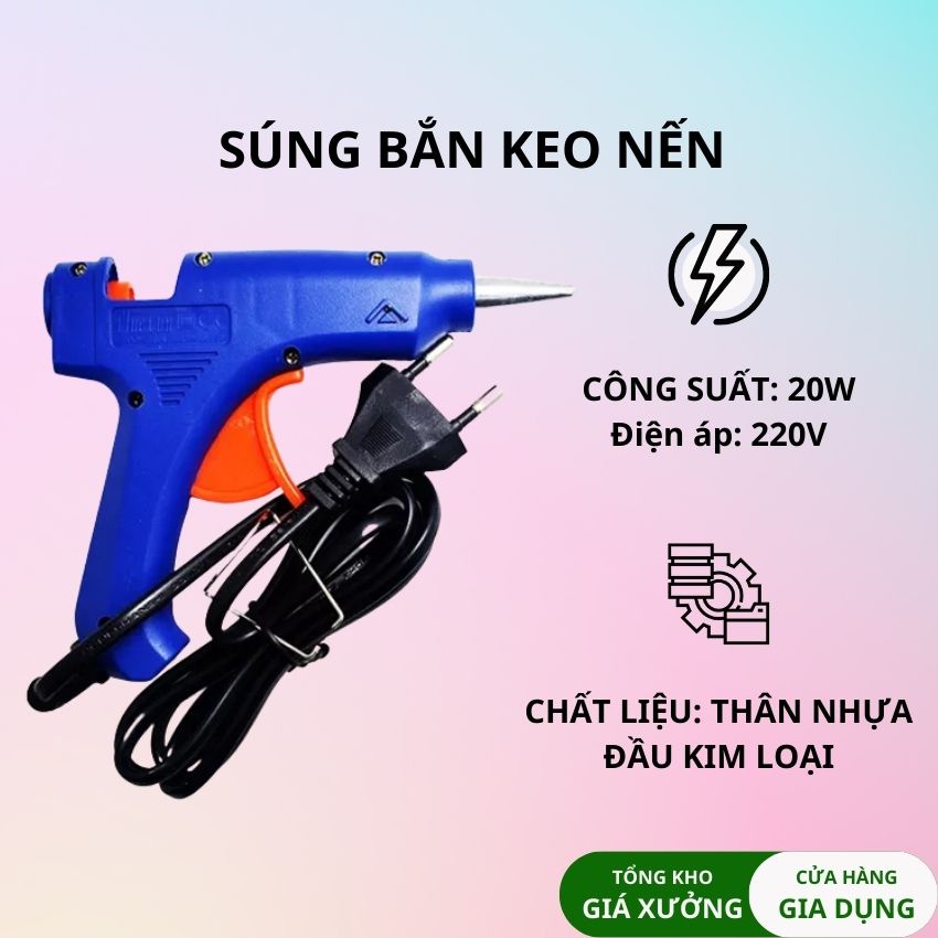 Súng Bắn Keo Nến Silicon Máy 20W - Sửa Chữa Gia Đình, Làm Đồ Hand Made