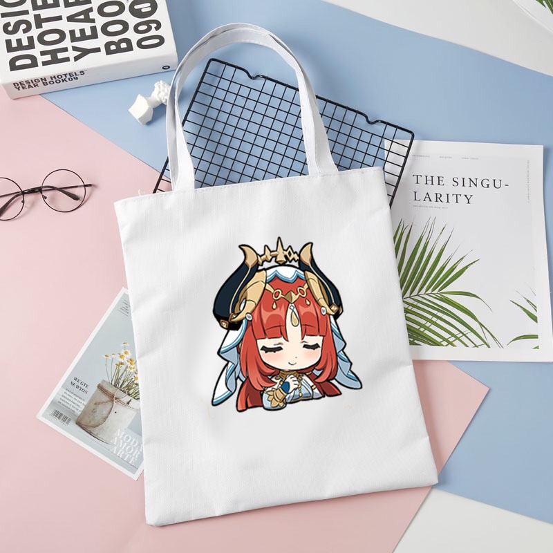 Túi tote vải trắng in hình GENSHIN IMPACT ver SUMERU game anime chibi tiện lợi thời trang đeo vai