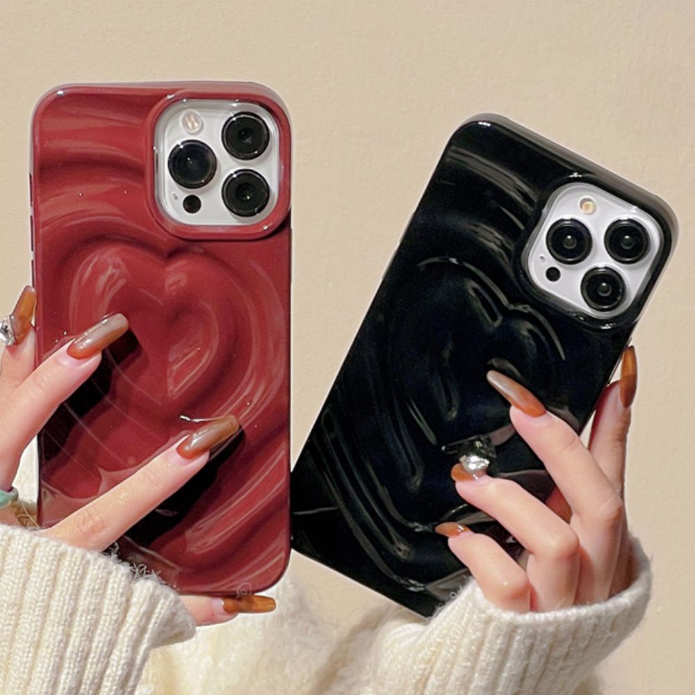 Ốp Điện Thoại IMD Mềm Chống Sốc Màu Trơn Họa Tiết Trái Tim Cho IPhone 11 12 13 14 Pro Max