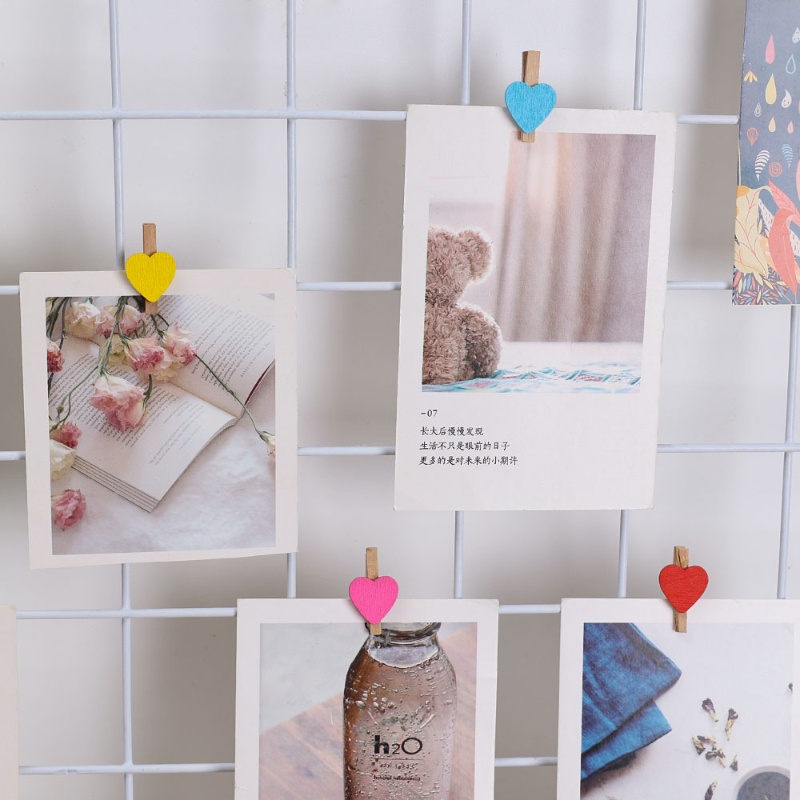 Set 10 Kẹp Giữ Ảnh / Dây Treo Hình Trái Tim Màu Sắc Ngẫu Nhiên Trang Trí Tiệc Cưới / Sinh Nhật / Cà Phê Giá Đỡ