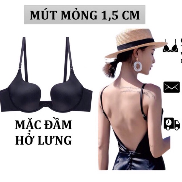 Áo lót nâng ngực có gọng khoét sâu chuyên dụng mặc váy áo hở lưng gợi cảm 8876