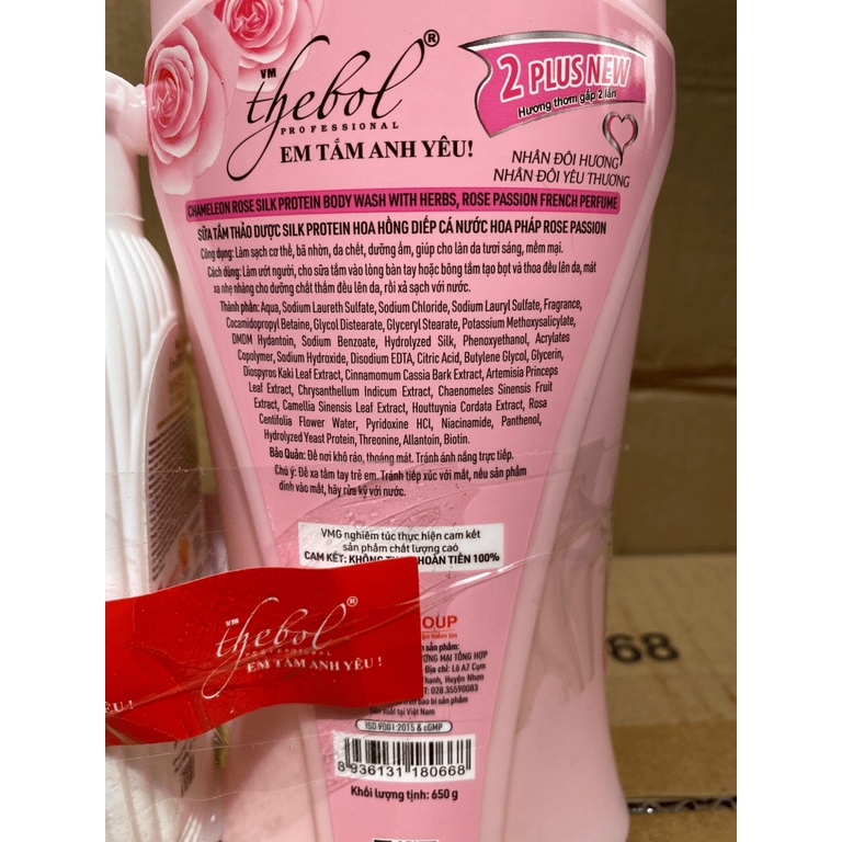 Sữa tắm hương hoa hồng em tắm anh yêu 650g tặng kèm như hình