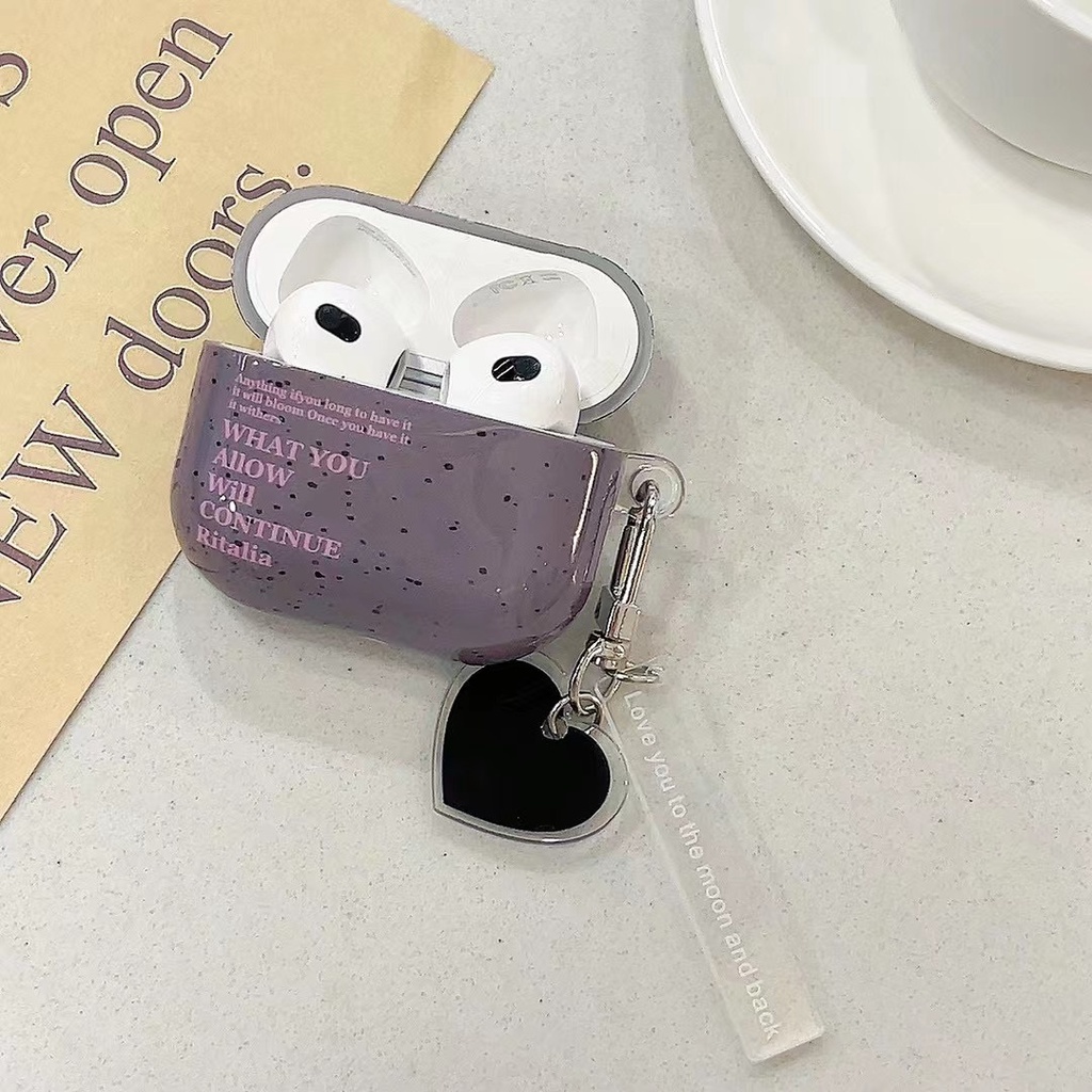 Vỏ Bảo Vệ Hộp Sạc Tai Nghe AirPods Pro2 2022 AirPods 1 2 3 Pro Có Dây Đeo Màu Xám Tím