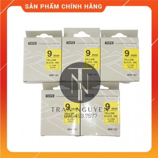 [Combo 5 hộp] NHÃN IN TEPRA-EPSON LC-3YBW (SC9YW) – CHỮ ĐEN NỀN VÀNG 9MM X 8M