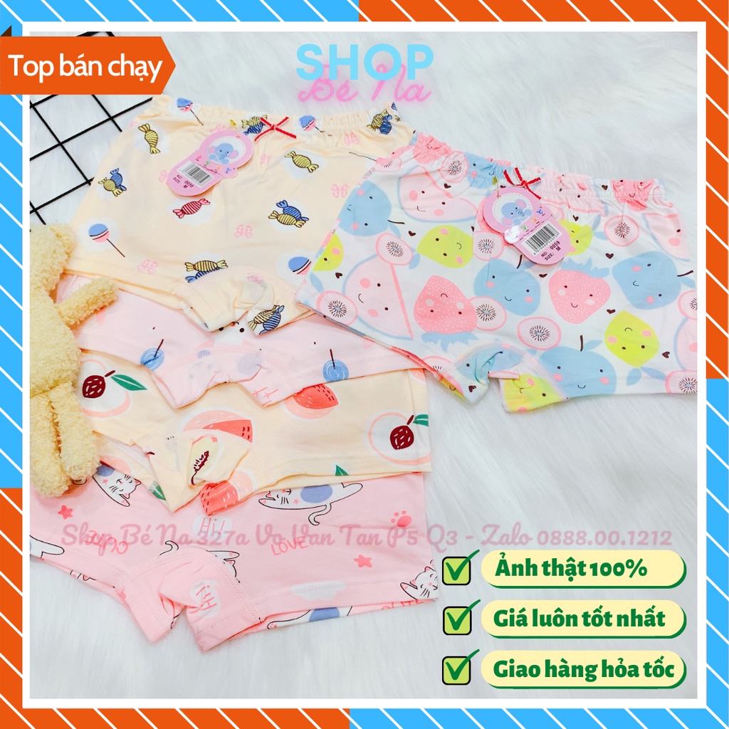 Quần chip bé gái, quần lót nữ cotton dạng đùi thấm hút mồ hôi thoáng khí mẫu họa tiết bắt mắt nhiều màu