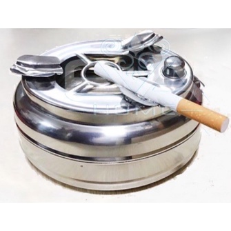 Gạt Tàn Thuốc Lá Inox Có Nút Bấm Đóng Mở Ngăn Đựng Tàn Thuốc Thông Minh / Gạt Tàn Inox Bấm Nút Tiện Dụng