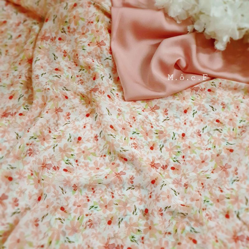 Vải voan chiffon hoa nhí