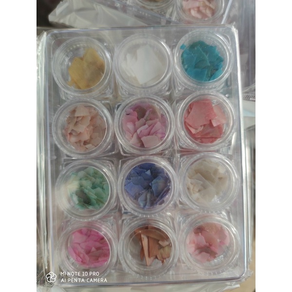 Xà cừ siêu mỏng set 12 màu trang trí móng