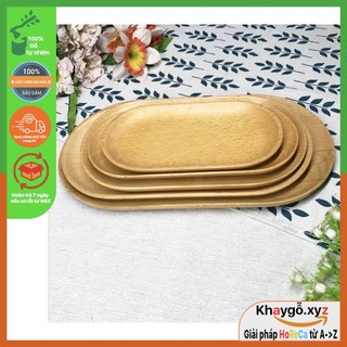 Khay decor gỗ Beech nguyên khối kiểu dáng oval nhiều size cao cấp. Thiết kế hiện đại và chắc chắn, thông minh