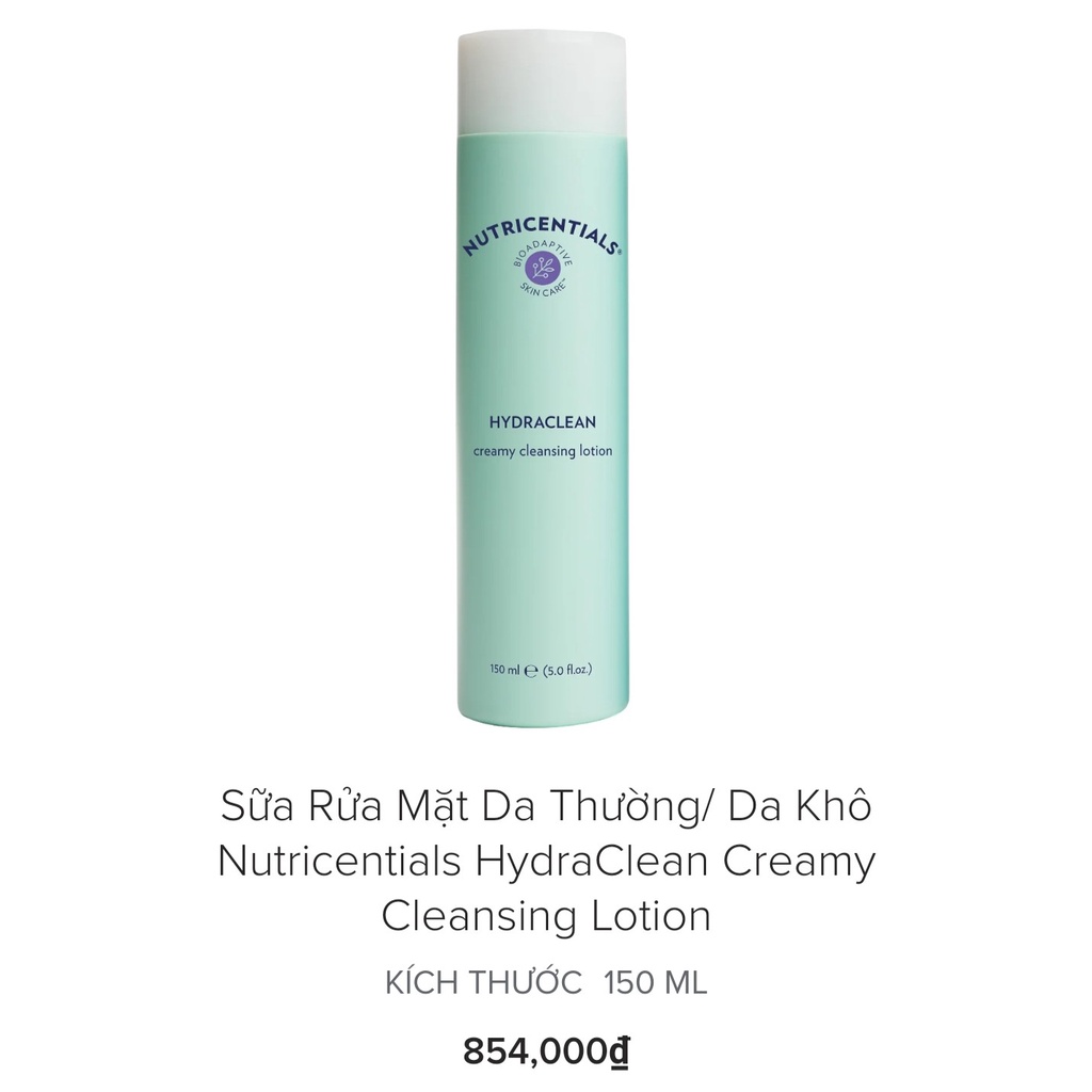 Sữa rửa mặt HydraClean Creamy Cleansing Lotion Nuskin, Cho da thường và da khô 150ml