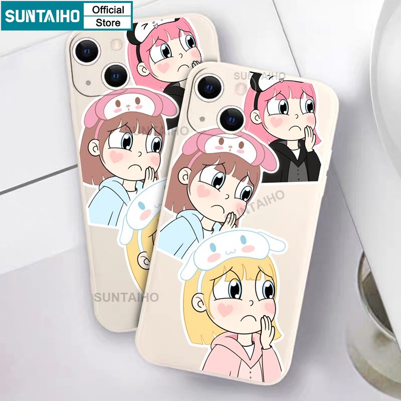 Suntaiho Ốp lưng iphone Ốp Điện Thoại in hình cô gái hoạt hình thích hợp cho iPhone 14 Pro 11 Promax 12 13 XS Max 7 Plus 8 Plus