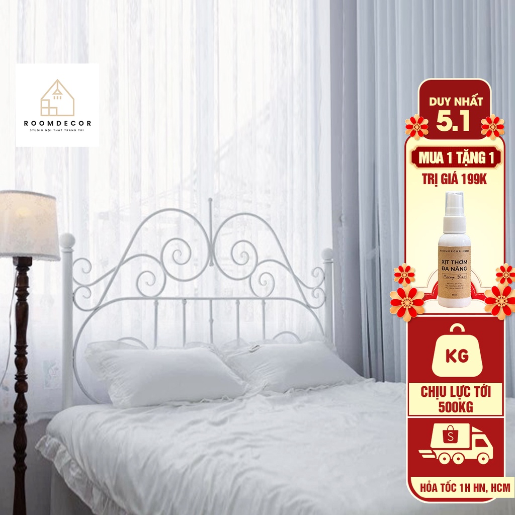 Giường Sắt Thông Minh Roomdecor Lắp Đặt Dễ Dàng Decor Phòng Ngủ