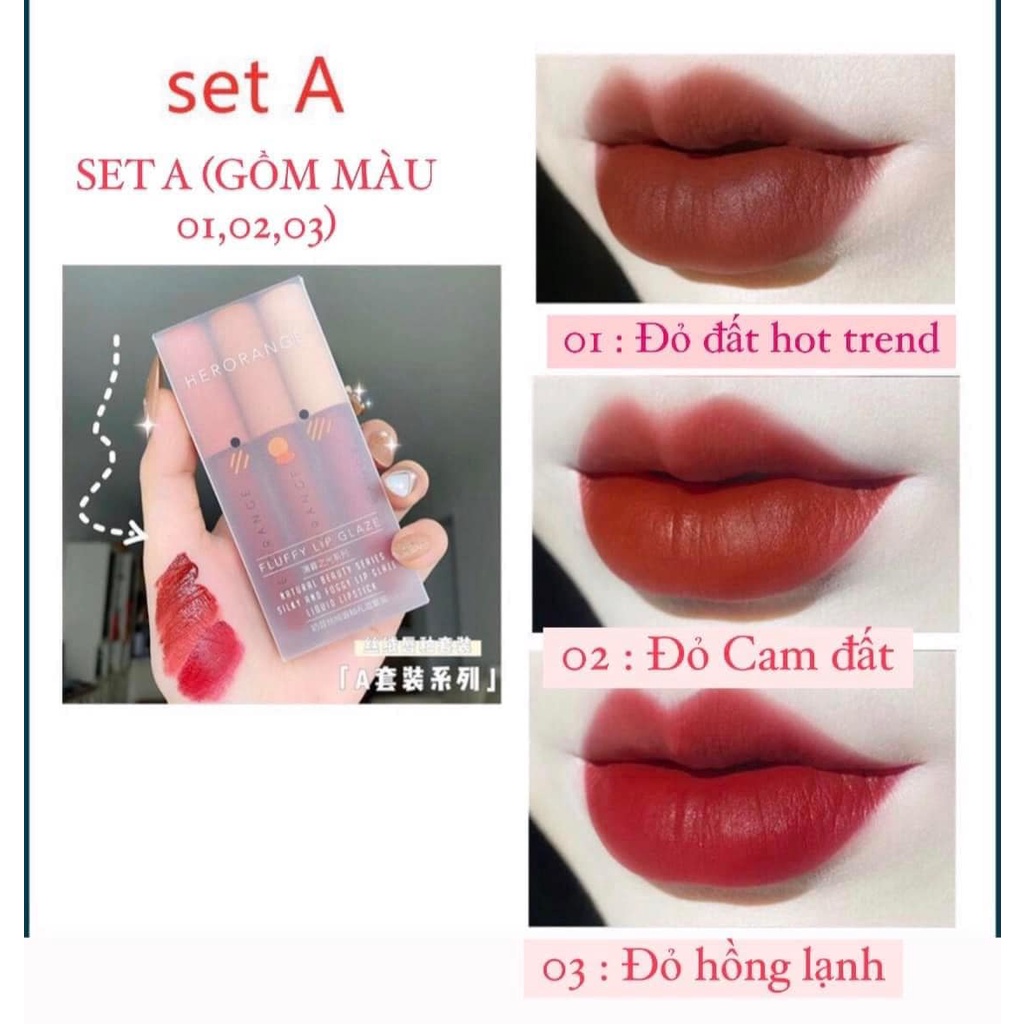 Son Môi Lì không trôi - Set 3 Cây Son Kem Lì Love Lip Glaze dq8 - Myphamnhabe