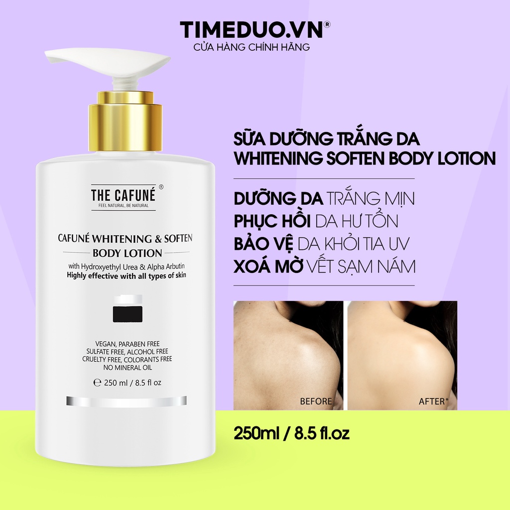 Kem Dưỡng Trắng Da Body The Cafuné, trắng xinh tự nhiên, bật tông không tưởng 250ml