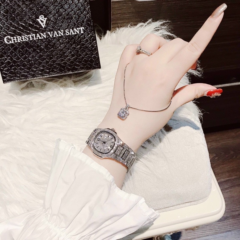 Đồng Hồ Davena 61665  Chính Hãng Máy Nhật Quartz , Kính Sapphire Mặt Vuông Full Đá