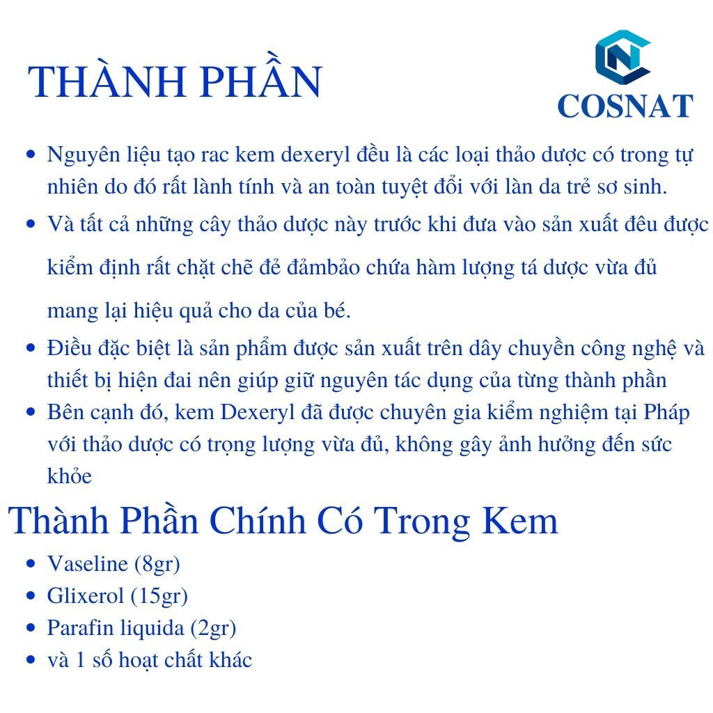 Kem Dưỡng Da Chống Nẻ Pháp Dexeryl Crème 250g - Nẻ Chàm Glycerol Vaseline Paraffine Creme