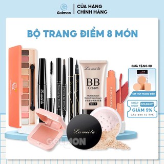 Bộ trang điểm 8 món tiện lợi bộ trang điểm cá nhân đầy đủ makeup sang chảnh Golmon