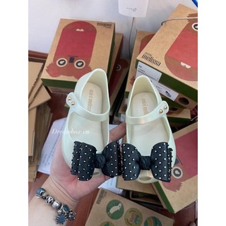  Giày thơm Mini Melissa Nơ chấm trắng cho bé gái  Full tag box  