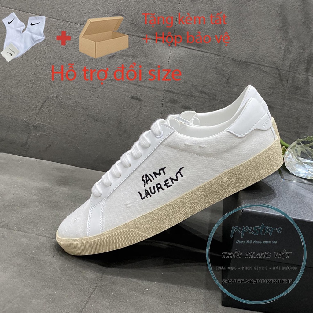 Giày ysl trắng, giày thể thao saint laurent cổ thấp, full box đủ phụ kiện size 36 -43