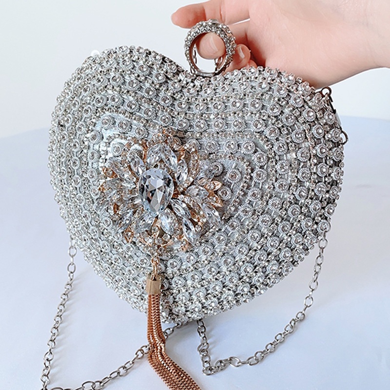 Túi Đeo JASMIN NOIR Chéo Đính Đá Hình Trái Tim Xinh Xắn Cho Nữ