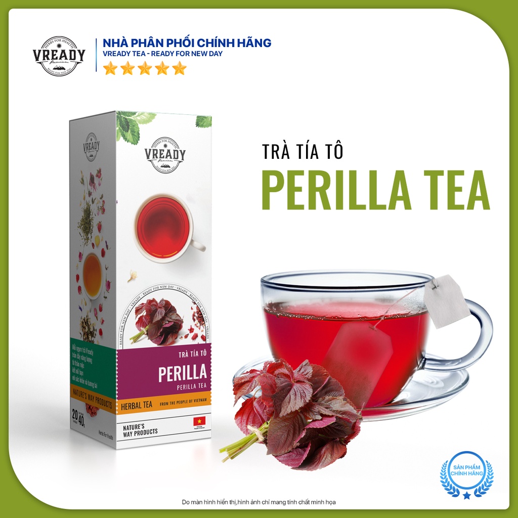 Trà Thảo Mộc Tía Tô 40g Vready - Trà Túi Lọc Thanh Nhiệt, Hỗ Trợ Giải Cảm, Nâng Cao Sức Đề Kháng
