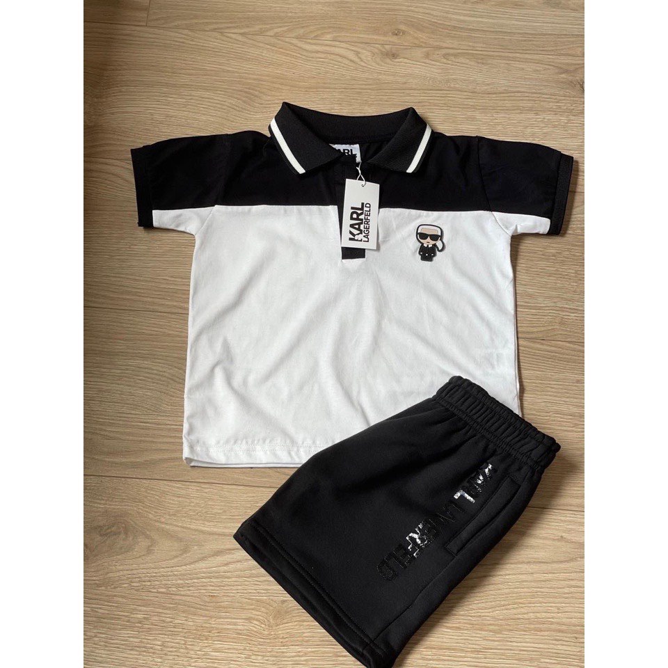 Bộ quần áo KARL in hình icon cực đẹp phối màu đen trắng cho bé trai  SHOP BÉ TÔM KIDS
