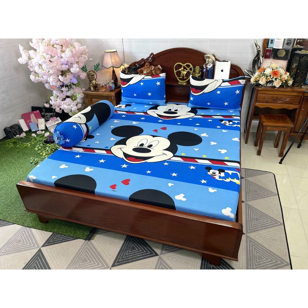 Bộ Drap Thun Lạnh Hàn Quốc cực bền màu , (4 món) 1m6 hoặc 1m8 x 2m