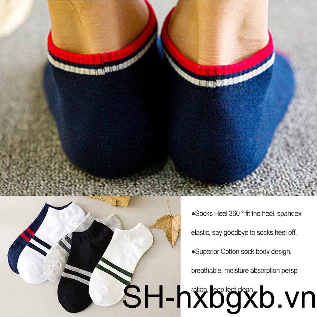 Vớ Cotton Ngắn Tới Mắt Cá Chân Kẻ Sọc Chống Ẩm Mốc Dành Cho Nam [hxbgxb]