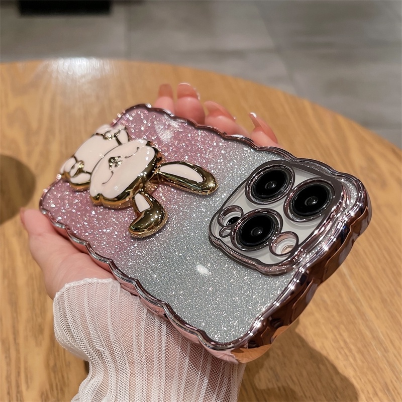 Ốp Điện Thoại TPU Mềm Họa Tiết Thỏ Kim Tuyến Mạ Điện Cho Iphone14 13 12 11 Pro Max / 14 Plus
