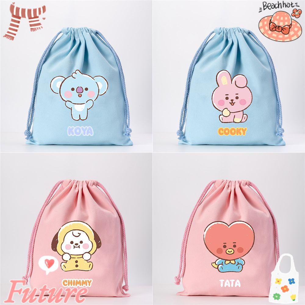 Túi Vải Dây Rút In Họa Tiết BT21 BTS Hoạt Hình Chống Đạn