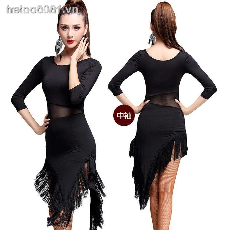 Đầm Khiêu Vũ Latin Phối Tua Rua Và Lưới Thời Trang Cho Nữ