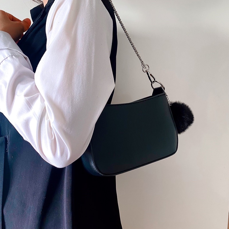 Túi Xách Nữ NOGTI Da Trơn Màu Đen, Trắng Đeo Chéo Cắp Nách Cầm Tay Quai Da Quai Xích Thời Trang Phong Cách Hàn Quốc