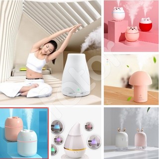 [FREESHIP] MÁY PHUN SƯƠNG, TẠO ĐỘ ẨM , XÔNG TINH DẦU HÌNH TRỤ LED, MÈO, THỎ, NẤM, GIỌT NƯỚC