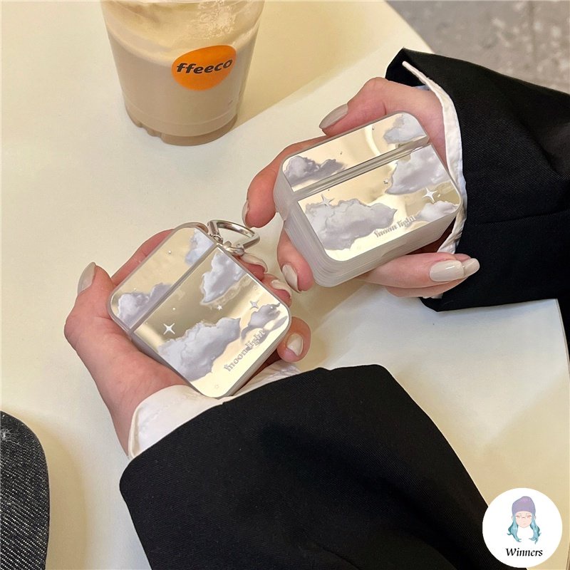 Vỏ Bảo Vệ Hộp Sạc Tai nghe không dây Airpods 1 / 2 / 3 / Pro Bằng Silicon Hình Bầu Trời Đầy Sao Có Gương Trang Điểm