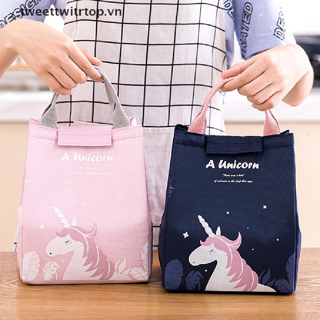 Túi Đựng Hộp Cơm Trưa Giữ Nhiệt Họa Tiết Hoạt Hình Dễ Thương