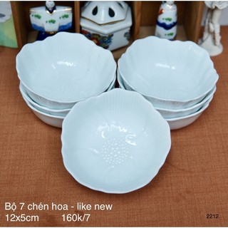 Bộ 7 chén cơm kiểu nhật hình hoa - gốm sứ nhật bản