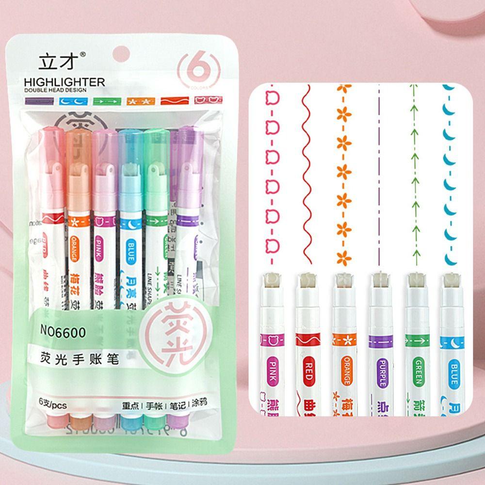Set 6 Bút Đánh Dấu Viền Cong Nhiều Hình Dạng