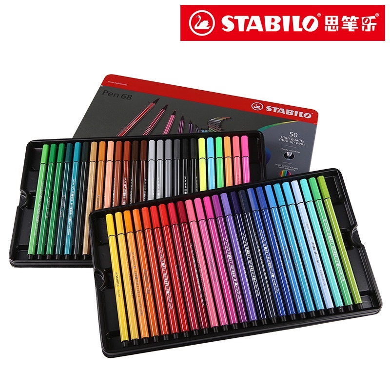 Bộ bút lông màu STABILO chính hãng Pen68 1.0mm 50 màu hộp thiếc