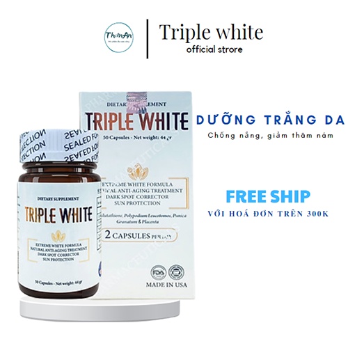 Viên uống trắng da Triple White - Viên uống Glutathion 1200mg, trắng da, mờ nám. | BigBuy360 - bigbuy360.vn