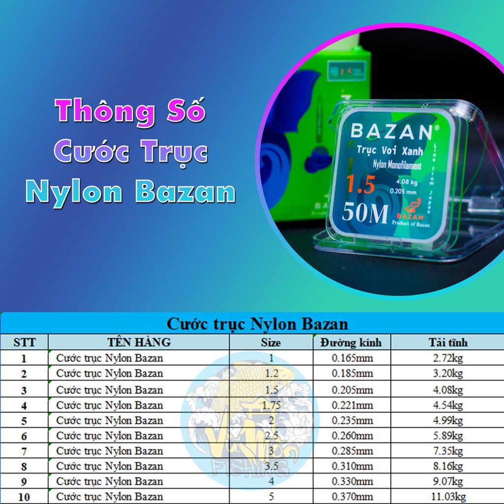 Cước Trục Nylon Bazan Cao Cấp Chính Hãng  - Vũ Môn Ninh Bình