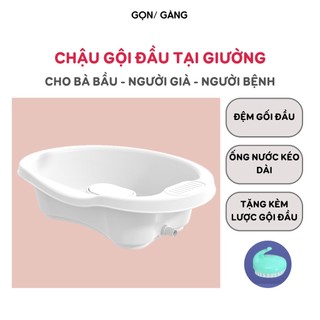 Chậu gội đầu tại giường tại nhà thau gội đầu dành cho bà bầu phụ nữ sau sinh người bệnh có đệm gối đầu máng