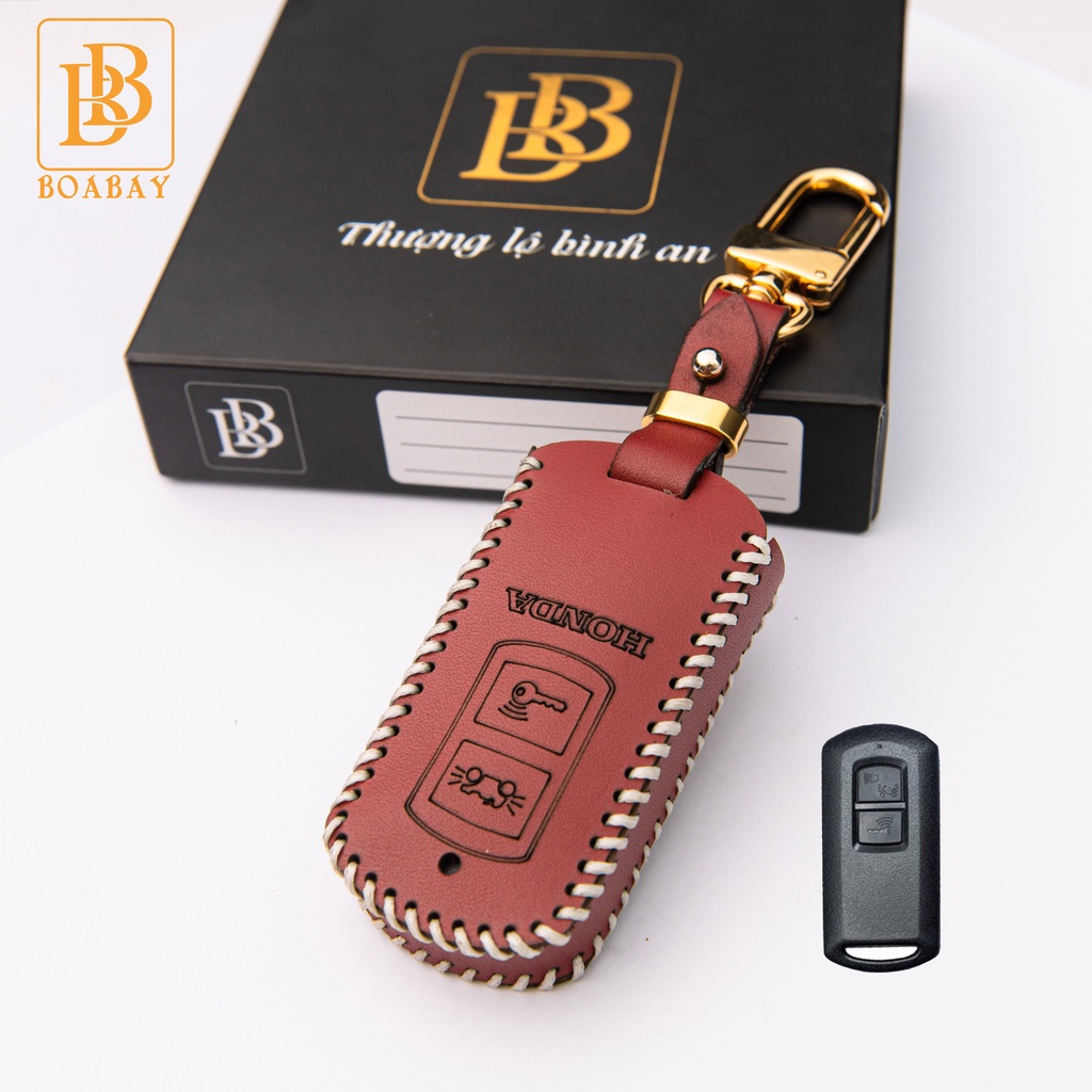 Bao da chìa khoá xe máy bb cao cấp honda airblade, lead, vision, vario form cũ chìa thông minh 2 khắc tên, số điện thoại