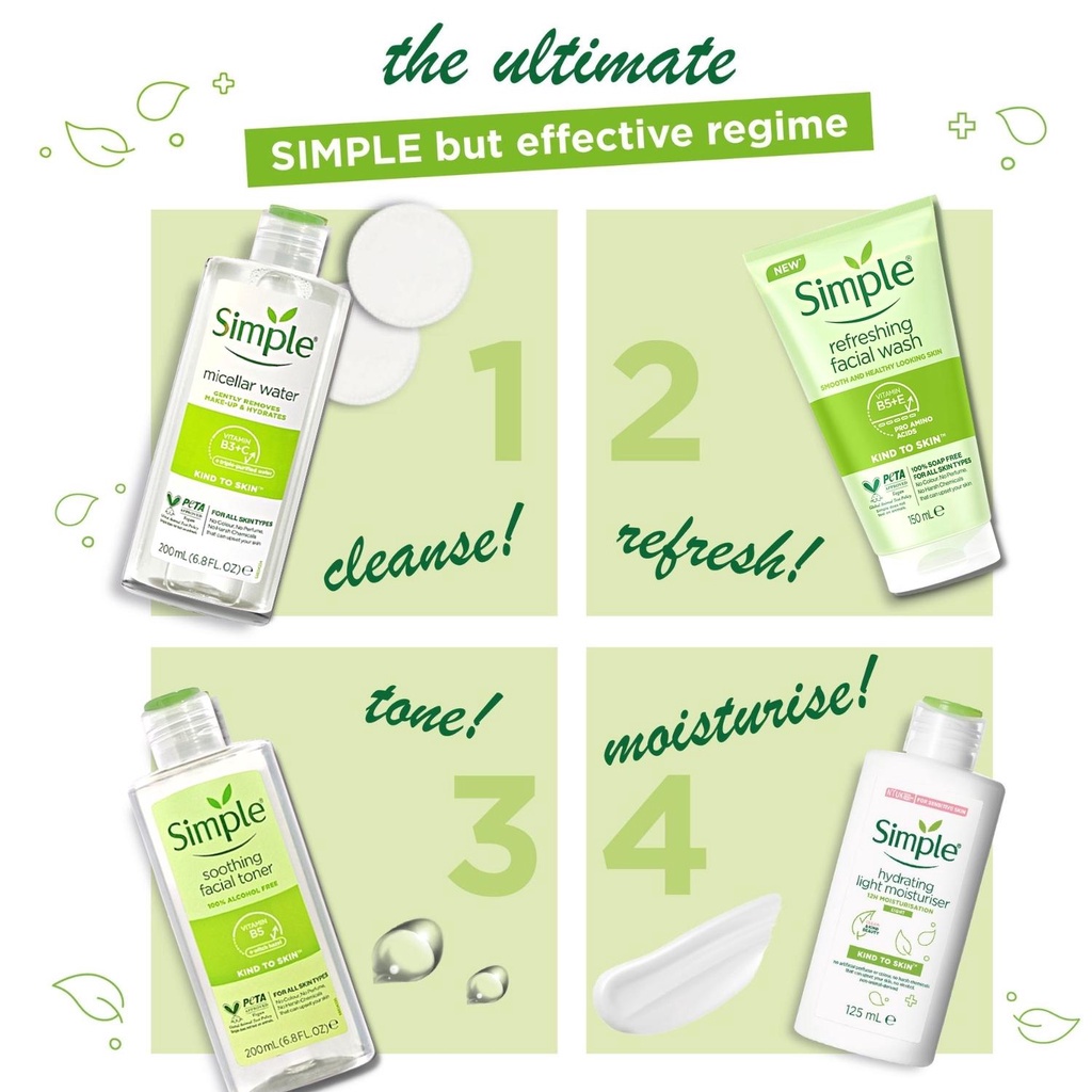 Sữa rửa mặt Simple lành tính sạch thoáng - cho da nhạy cảm 150ml