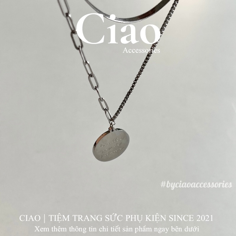 [HOẢ TỐC 1H] Dây chuyền/ Vòng cổ titan không gỉ 2 lớp khắc chữ tinh tế mã 118 Ciao accessories