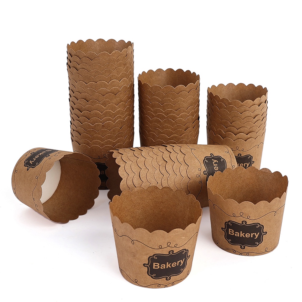 Set 50 Cốc Giấy Đựng Bánh Chịu Nhiệt Chống Mỡ In Họa Tiết Nơ Xinh Xắn