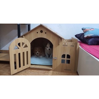 Nhà chó mèo gỗ, Chuồng chó bằng gỗ MDF, size L(5-12kg)