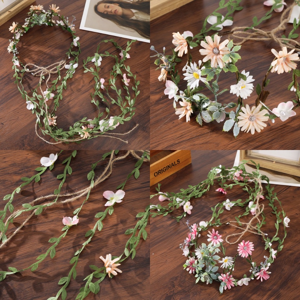 Vòng Hoa Giả Phối Tua Rua Cài Tóc Thời Trang Cho Cô Dâu